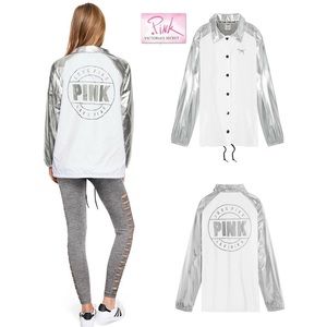 NWT Victorias Secret PINK Snap Front Coach Jacket size XS